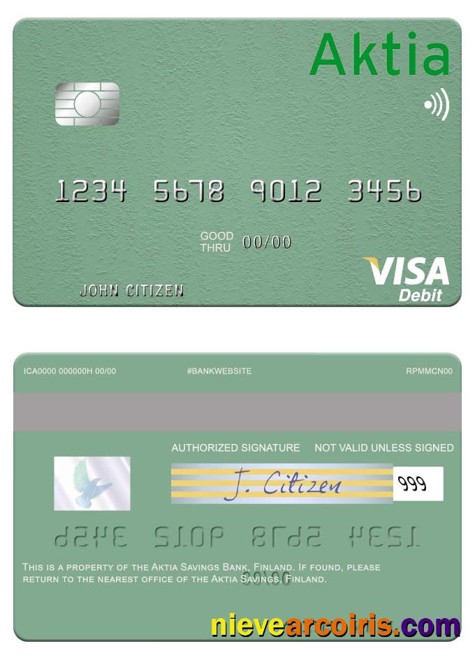 Finland Aktia Savings Bank visa debit card